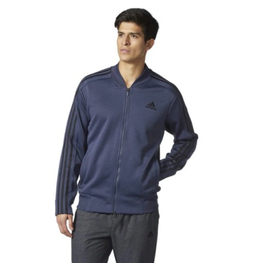 Adidas Sport ID Track Bomber Full Zip Jacket Size M Blue BR3278 Gym Run Training
